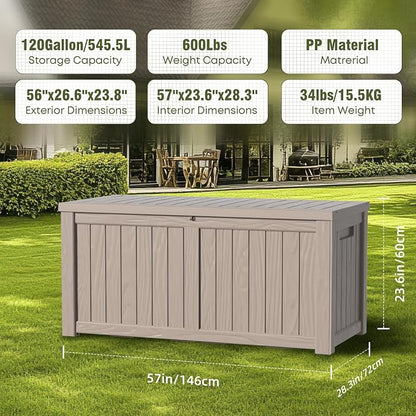 120 Gallon Deck Box, Resin Outdoor Storage Box - Image 5