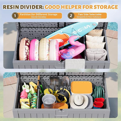 Flamaker 250 Gallon Resin Deck Box, XXL Waterproof Storage Box - Image 5