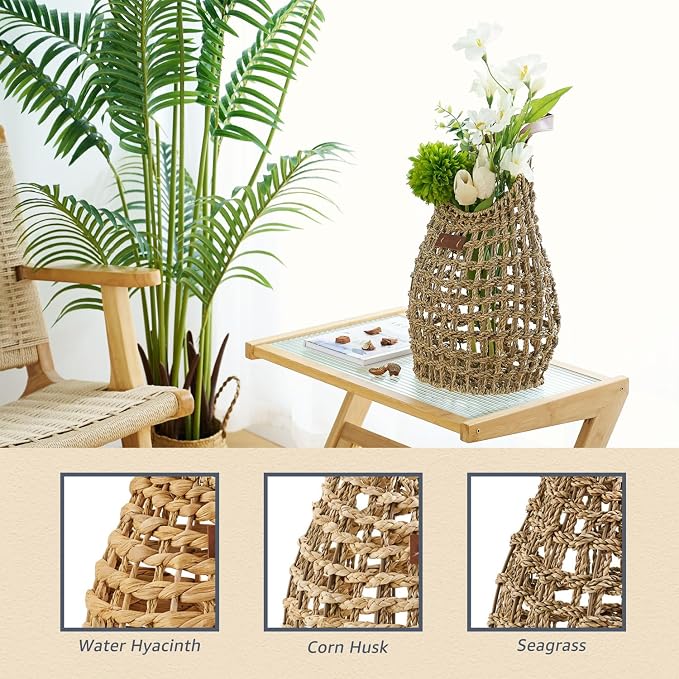 Woven Front Door Basket Water Hyacinth Wall Hanging Basket Decorative Boho - Image 4