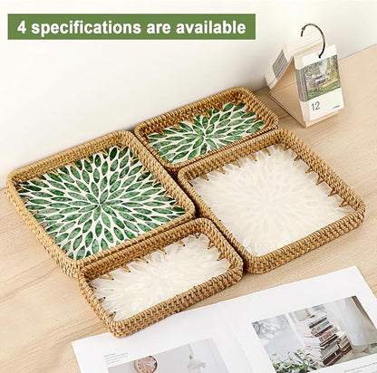 Decorative Key Basket for Entryway Small Handwoven Rattan Tray Rectangular Key - Image 8