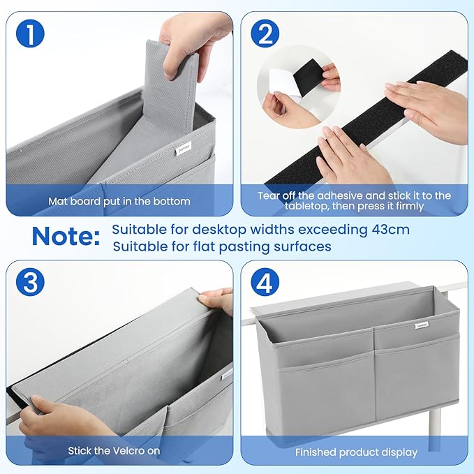 Desk Side Hanging Organizer, Adhesive Storage Bag - Image 3