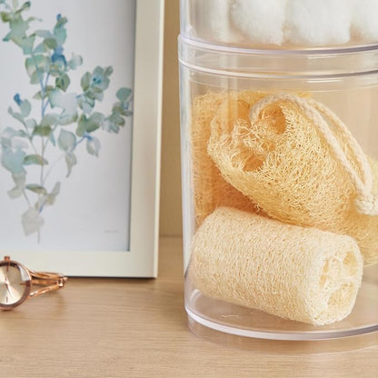 STORi Bella Tall Scrunchie Holder | Stackable Clear Plastic Container Round - Image 6