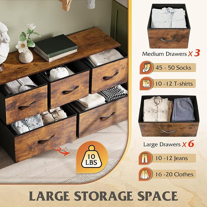 WLIVE Dresser for Bedroom with 5 Drawers, Wide Chest of Drawers, Fabric Dresser - Image 4
