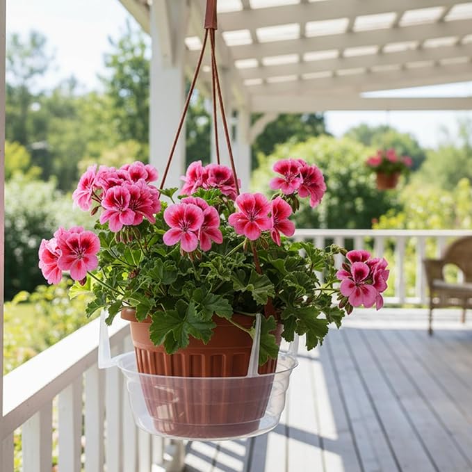 Curtis Wagner Plastics Hanging Basket Drip Pans | Clear, Round Hanging Plant - Image 6