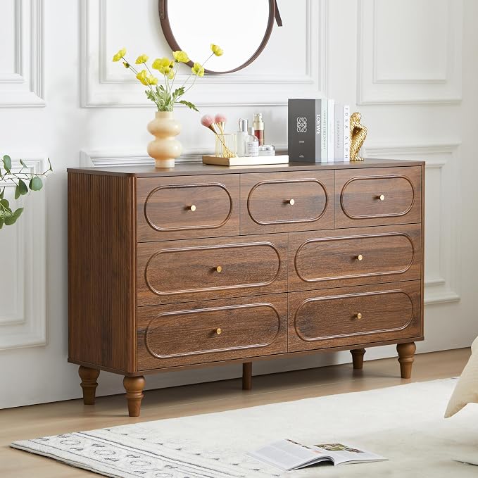 ORRD Fluted 7 Drawer Dresser for Bedroom, Modern Mid Century Chest of Drawers by ORRD