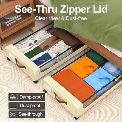GoMaihe Under Bed Storage with Wheels:48L Underbed Storage Containers with Lids - Image 4