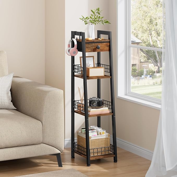 4-Tier Narrow Bathroom Table Ladder Shelf - Image 2