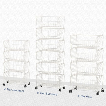PUSDON Stackable Metal Storage Carts, Dual Use Shelf - Image 8