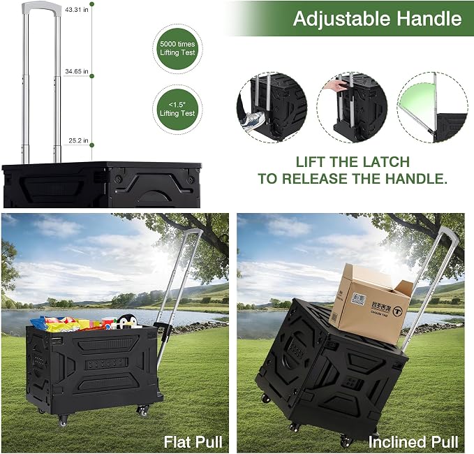VECELO 16 GAL 2-in-1 Foldable Shopping Cart, Collapsible Utility Cart - Image 3