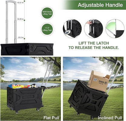 VECELO 16 GAL 2-in-1 Foldable Shopping Cart, Collapsible Utility Cart - Image 3