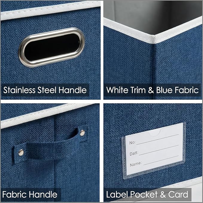 PRANDOM Storage Bins with Lids Linen Fabric Foldable Storage Boxes Organizer - Image 6