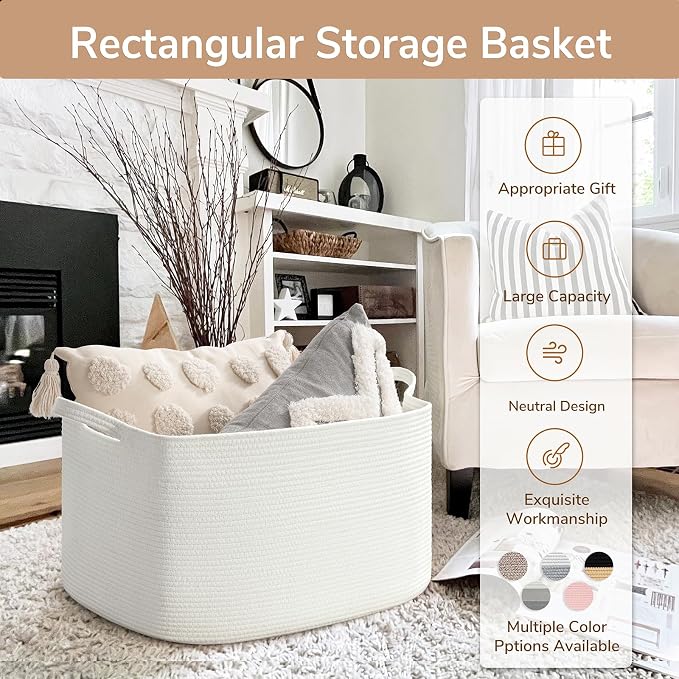 Goodpick Large Blanket Basket Living Room, Storage Baskets - Image 7