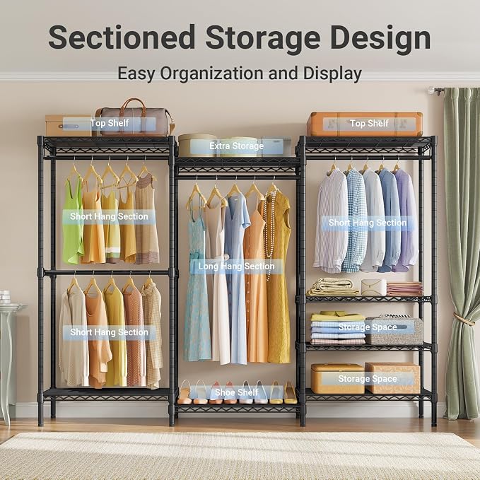 VIPEK V5 Plus Large Portable Closet Rack Freestanding Wardrobe Closet, 85.4" L - Image 3
