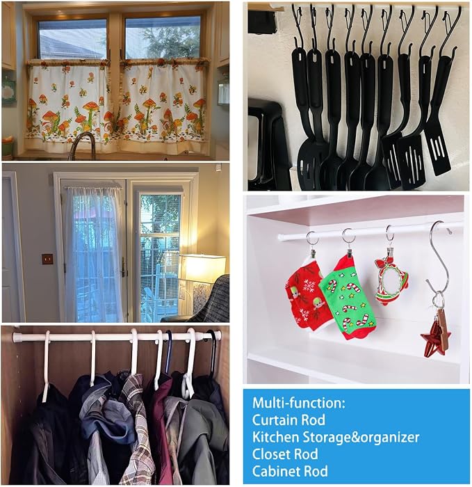 2 Pack Small Tension Curtain Rod, Short Adjustable Extendable | Spring Loaded - Image 9