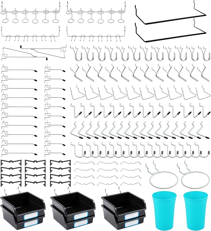 FRIMOONY Pegboard Hooks, with Bins, Peg Locks, by FRIMOONY