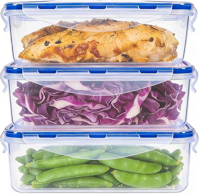 KIGI Food Storage Containers, 4 Sided Locking Lids, Leak-Proof & Stackable - Image 7