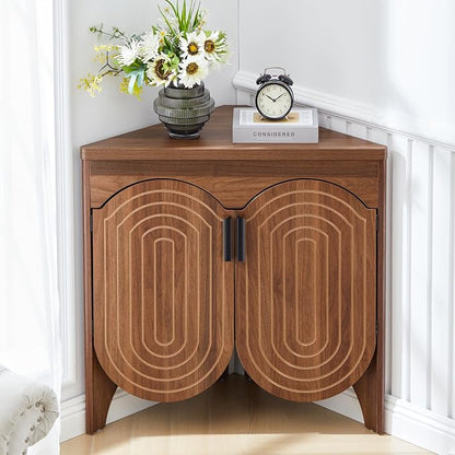 Small Corner Storage Cabinet, Mid Century Modern Floor Corner Cabinet by JanmerHome