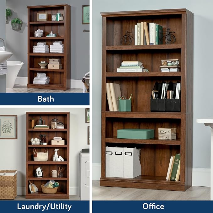 Sauder Miscellaneous Storage 5-Shelf Bookcase/ Book shelf, Washington Cherry - Image 5