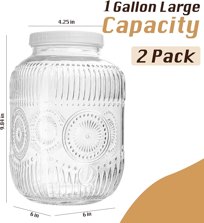 Amzcku 2 Pack 1 Gallon Glass Jar - Image 2
