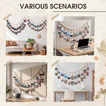 Sieral 48 Pcs Office Cubicle Decor Set, Boho Hanging Photo Display - Image 8