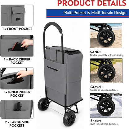 Shopping Cart, Super Loading Grocery Trolley, 220 lbs Capacity, Foldable Cart - Image 7