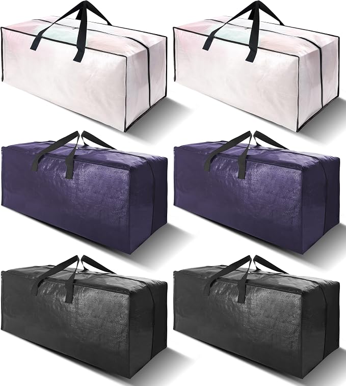 6 Pack Heavy Duty Large Moving Bags W/Backpack Straps by VELVETSURE