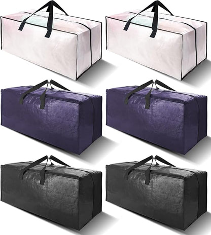 6 Pack Heavy Duty Large Moving Bags W/Backpack Straps by VELVETSURE