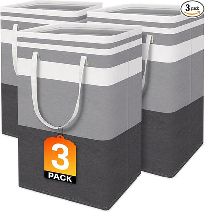 BlissTotes 3-Pack Laundry Basket, Freestanding＆Waterproof Laundry Hamper by BlissTotes