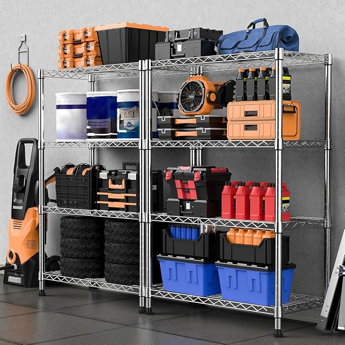 Xcity Storage Shelves, 4 Tier Heavy Duty Metal Shelving Unit, 1600 LBS - Image 6