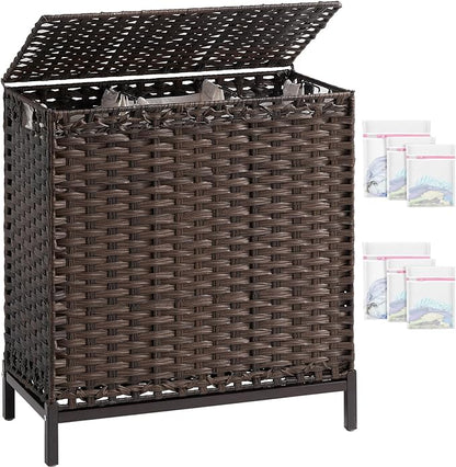 SETVSON Laundry Hamper with Lid 132 L, Clothes Hamper with Lid, Handwoven by SETVSON