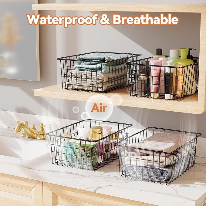 6 Pack Metal Wire Baskets, 15.4" x 11.8" Large Storage Basket - Image 4