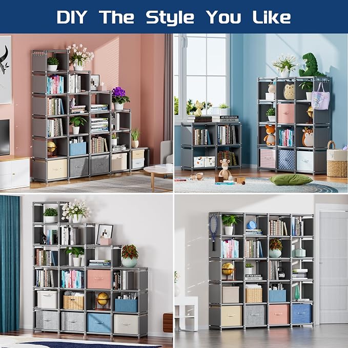Mavivegue 20 Cube Book Shelf, Storage Organizer, Large DIY Bookcase, Metal Cube - Image 6