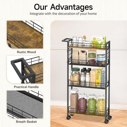 LASZOLA Slim Storage Cart Narrow Shelving Unit - Image 5