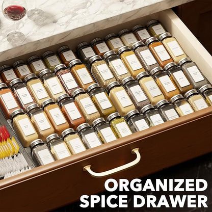 SpaceAid Bamboo Black Spice Drawer Organizer, Expandable 4 Tier Spices Rack - Image 7