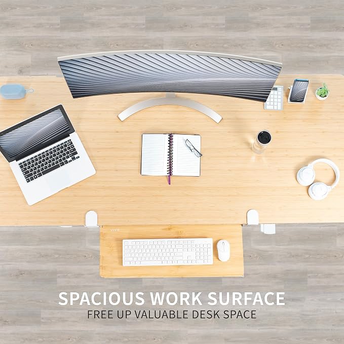 VIVO Real Bamboo Large 27 x 11 in Under Desk Keyboard Tray, MOUNT-KB05O | - Image 2