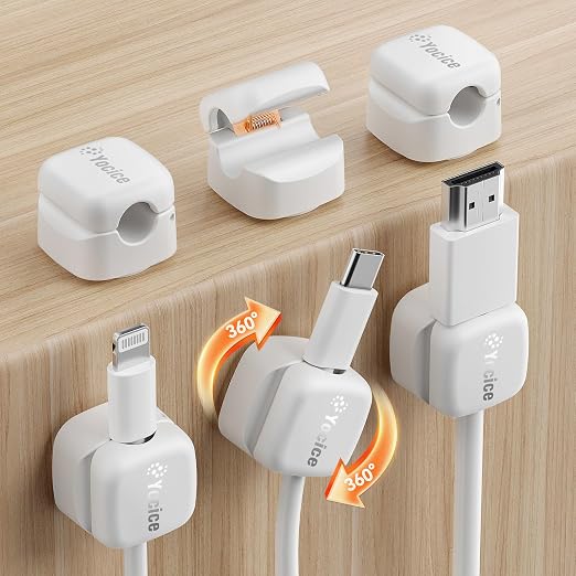 6 Pack Rotatable Cord Organizer, Spring Cable Clips Desk Cable Management Cord by Yocice
