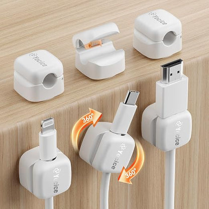 6 Pack Rotatable Cord Organizer, Spring Cable Clips Desk Cable Management Cord by Yocice