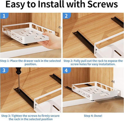 XLP Pull Out Cabinet Organizer 16" Deep, Heavy Duty Slide Out Drawers, Adhesive - Image 8