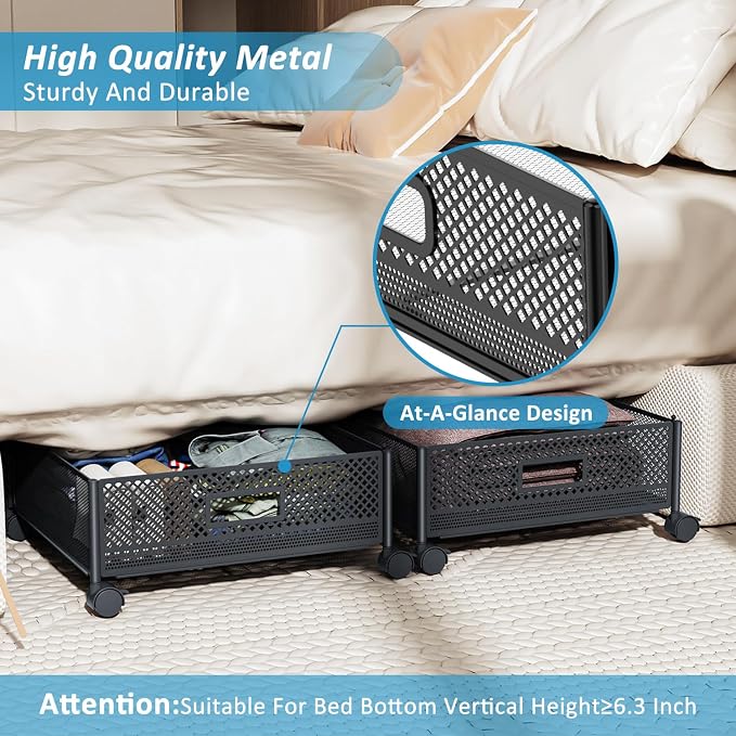 Under Bed Storage with Wheels 47.2"/57.6L Large Rolling Under Bed Storage - Image 5