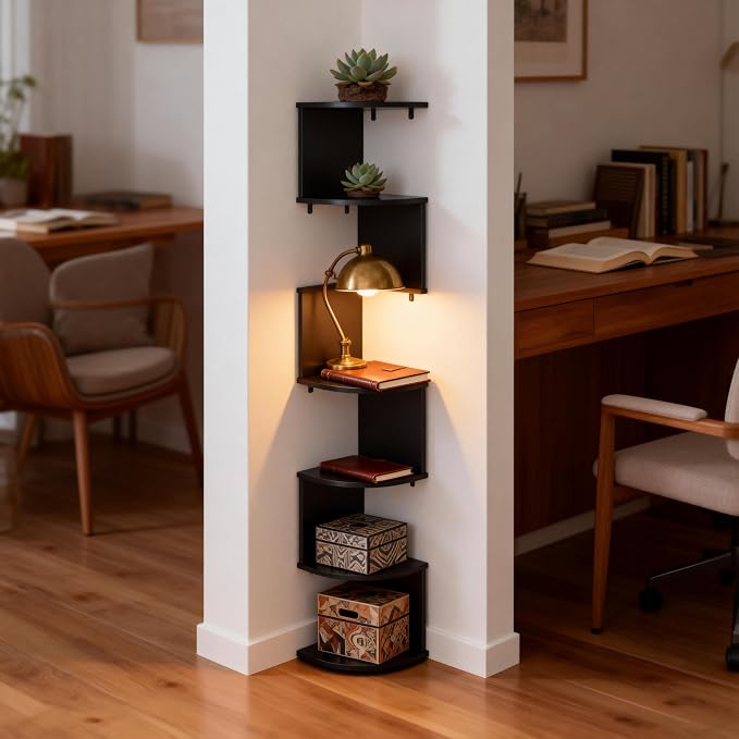 No-Drill Corner Shelf Wall Mount, 7-Tier Floating Corner Bookshelf - Image 8