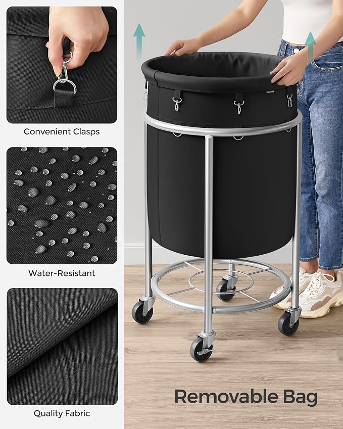 SONGMICS Laundry Basket, Rolling Steel Frame - Image 5