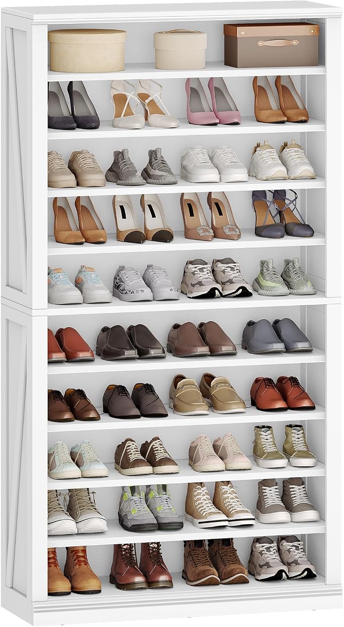 Hzuaneri Shoe Storage Cabinet, 10 Tiers Farmhouse Tall Shoe Cubby Organizer | - Image 8