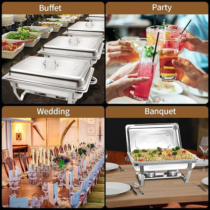 8 Qt 8 Pack Full Size Stainless Steel Chafing Dishes Buffet Set - Image 6