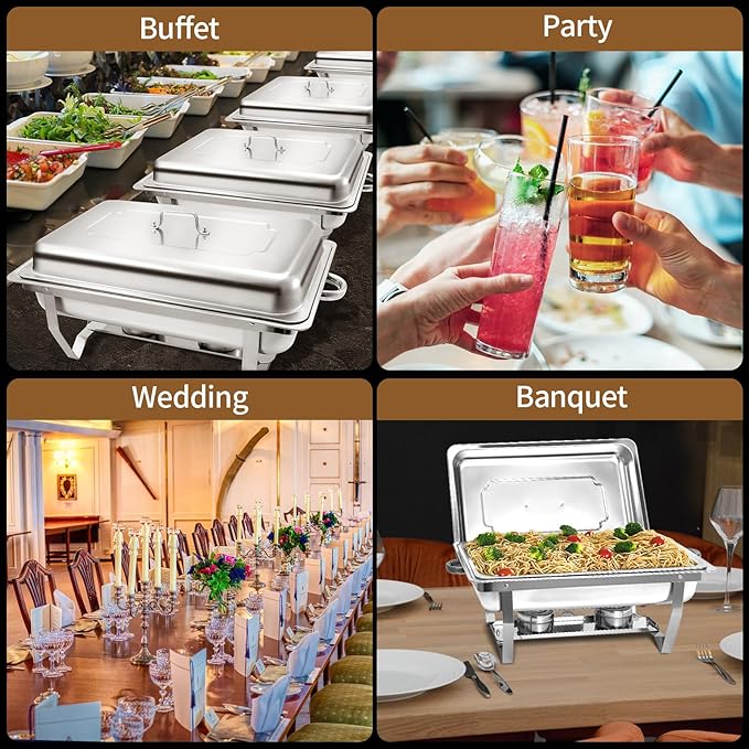 8 Qt 5 Pack Full Size Chafing Dishes Buffet Set - Image 6