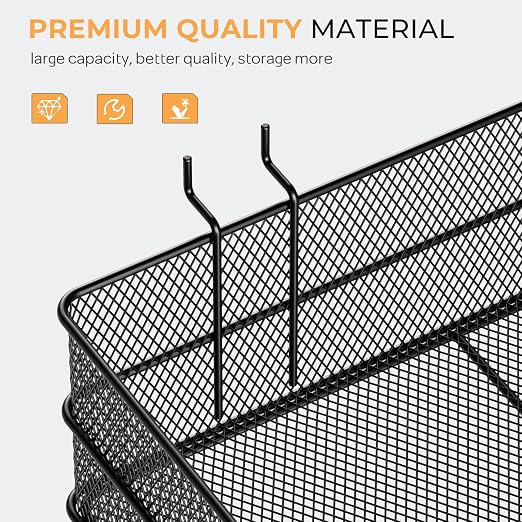 INCLY 4 Pack Upgrade Pegboard Baskets, 4 Sizes Square Metal Mesh Basket | Peg - Image 4