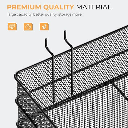 INCLY 4 Pack Upgrade Pegboard Baskets, 4 Sizes Square Metal Mesh Basket | Peg - Image 4