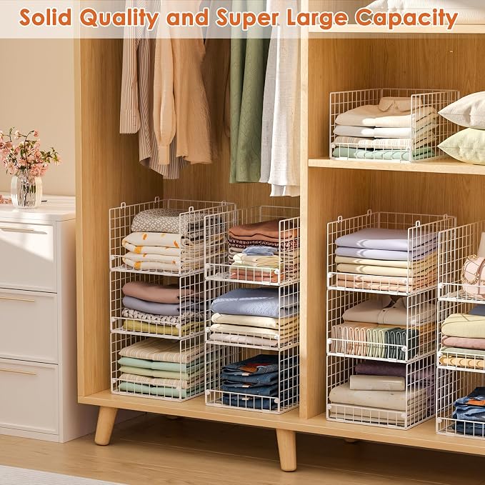 5-Tier Stackable Closet Storage Shelves, Closet Organizers and Storage Basket - Image 2