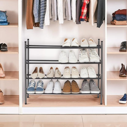 STORAGE MANIAC Expandable Shoe Rack, 16 Pairs Stackable Small Shoe Rack - Image 2