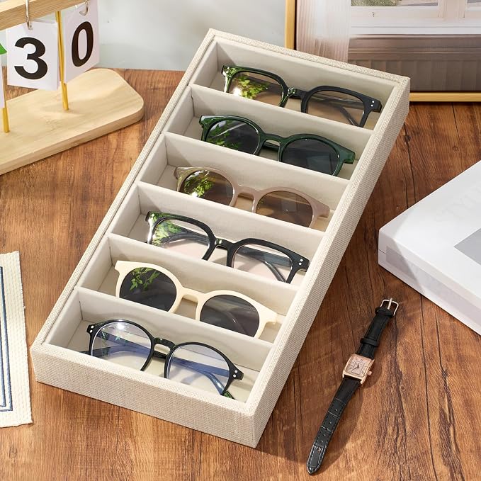 4 Pcs Velvet Sunglasses Organizer Tray 6 Grid Sunglass Organizer Velvet Tray - Image 3