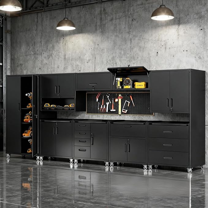 9-Piece Heavy Duty Steel Garage Cabinet System | All-in-One Modular Garage - Image 8